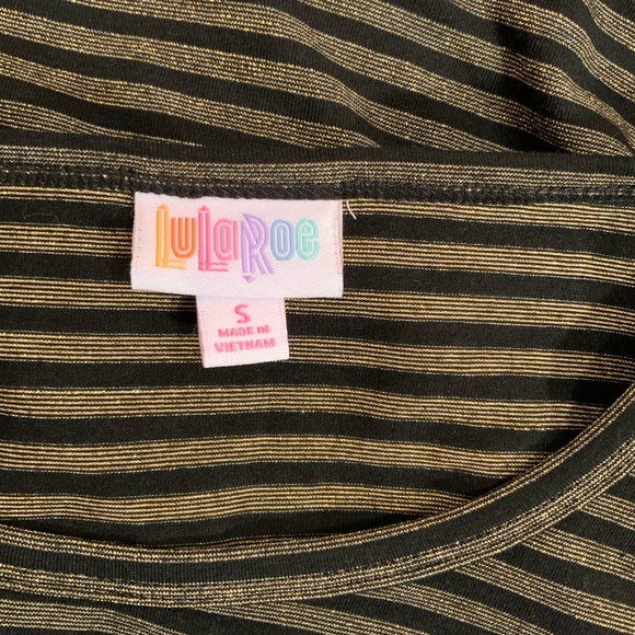 LulaRoe black and gold stripe bodycon dress - Picture 4 of 5